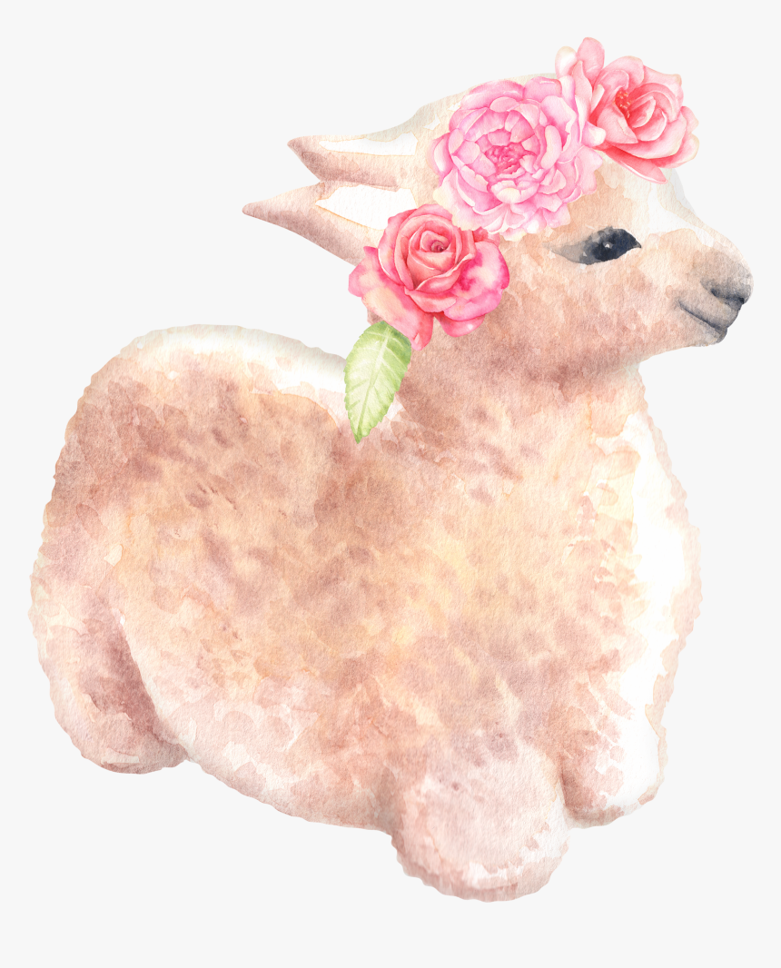 Longhorn Clipart Flower Crown Banner Free Llama Watercolor/ - Watercolor Painting, HD Png Download