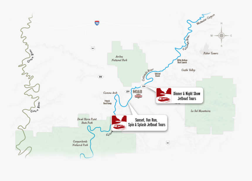 Moab Jetboat Tours Map - Map, HD Png Download