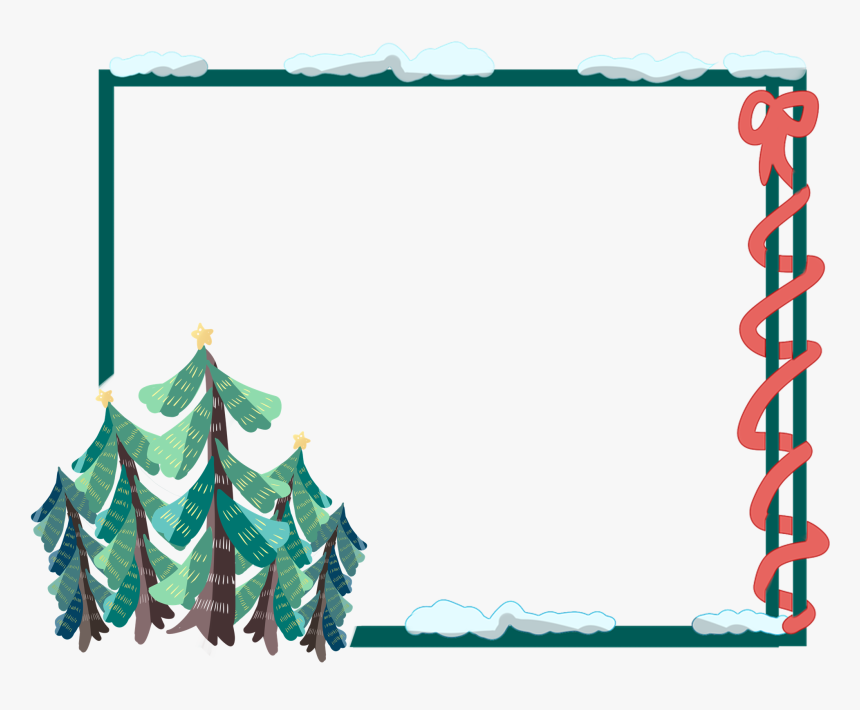 绿色圣诞树雪边框图片 - Group Of Christmas Trees Clipart, HD Png Download