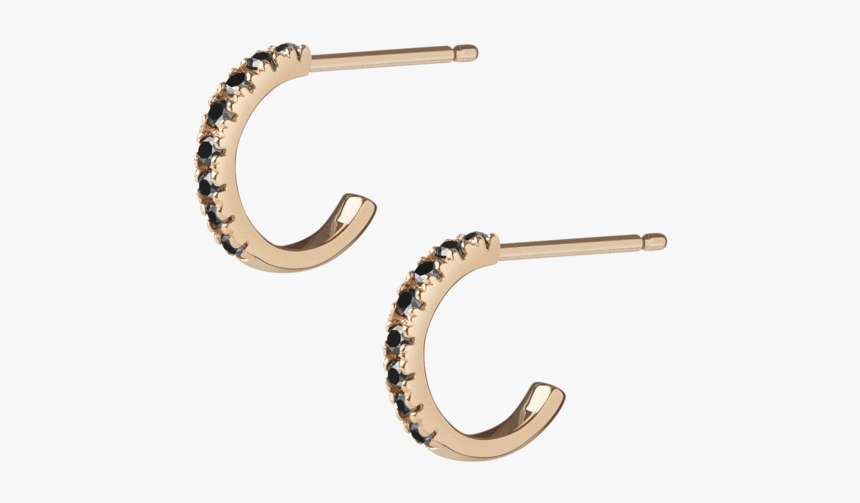Huggie Earrings With Black Diamonds - Earrings, HD Png Download