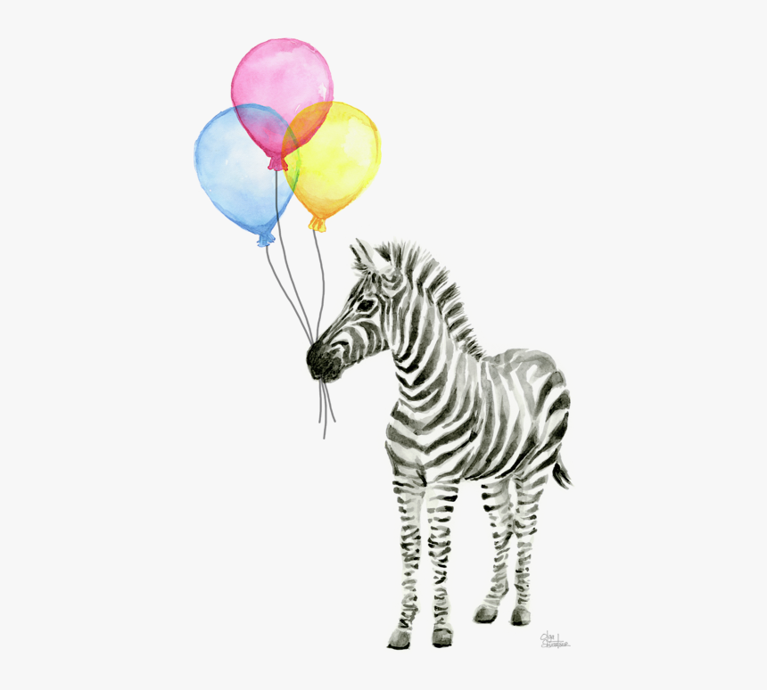 Watercolor Animals With Balloons, HD Png Download