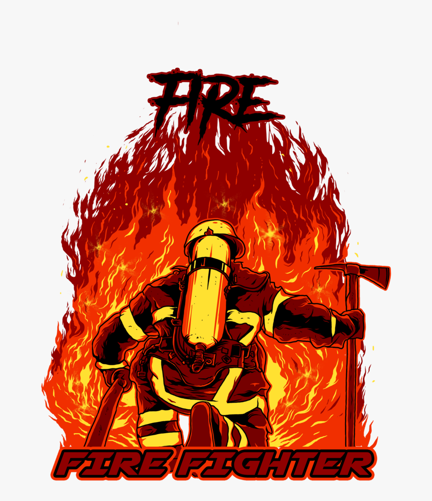 Fire Fighter T Shirt Graphic Design - Illustration, HD Png Download