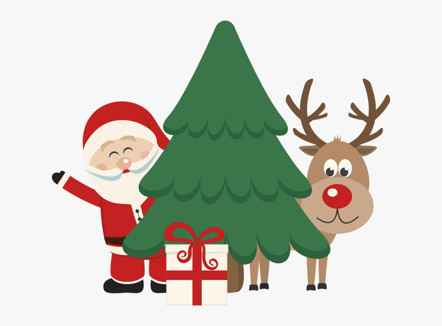 Santa Claus And Rudolf, HD Png Download