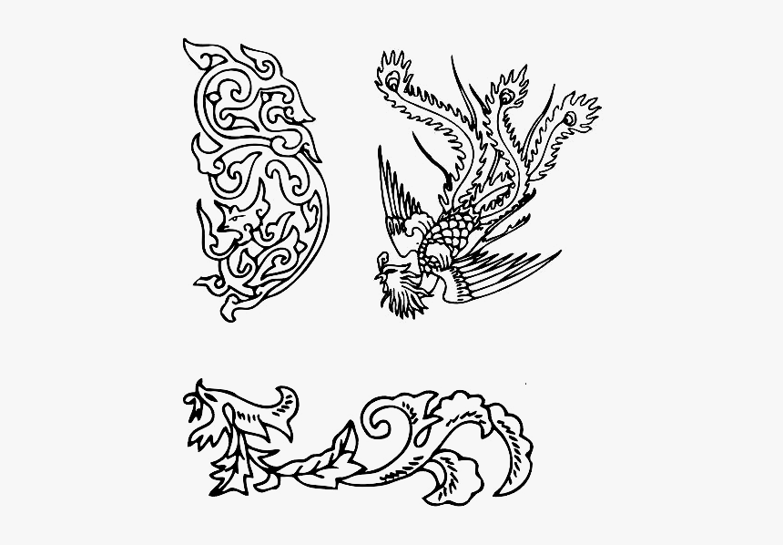 凤凰装饰元素图片 - 鳳凰 黑白, HD Png Download
