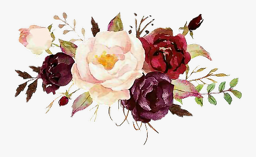 #beautiful #watercolor #lovewatercolors #flowers #flores - Burgundy Watercolor Flowers Png, Transparent Png