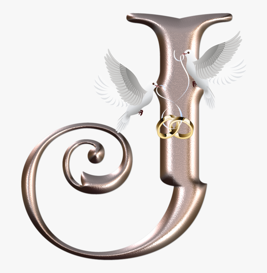 Abecedario Para Bodas Con Palomas Y Argollas - Calligraphy Of J Letters, HD Png Download