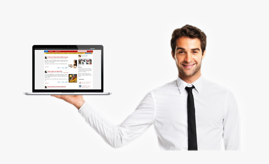 Laptop With Man Png, Transparent Png