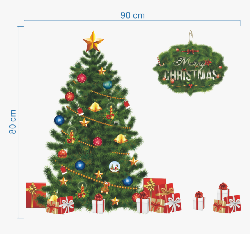 Cartoon Real Christmas Tree With Gifts, HD Png Download