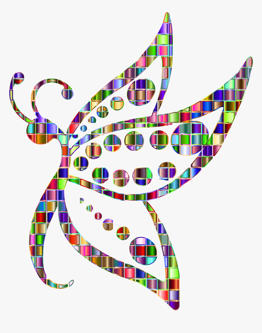 Chromatic Mosaic Spotted Butterfly Clip Arts - Butterfly Silhouette Clipart, HD Png Download