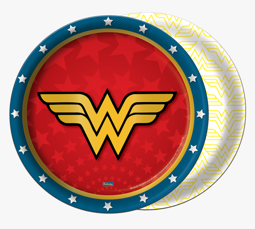 Prato De Papel Mulher Maravilha Festcolor - Marvel Wonder Woman Logos, HD Png Download