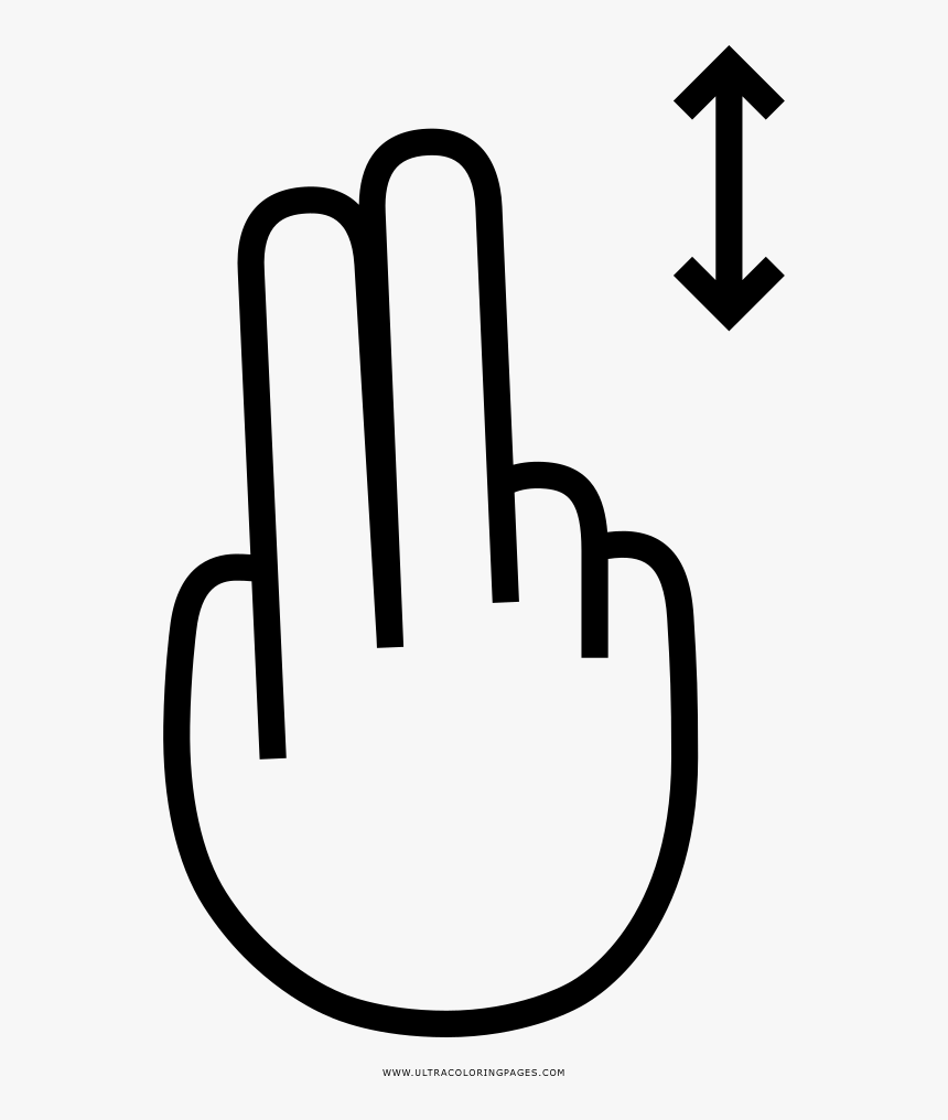Two Finger Vertical Swipe Coloring Page - Coloring Book, HD Png Download