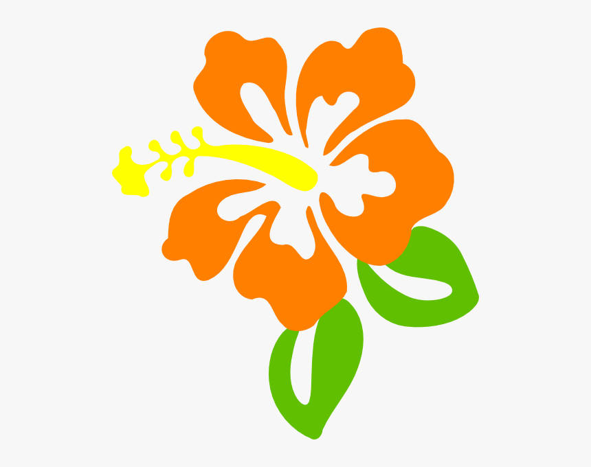 Orange Hawaiian Flower Clipart - Hibiscus Clip Art, HD Png Download