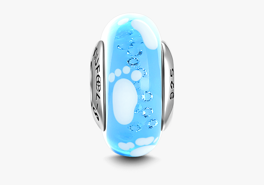 Baby Feet Blue Murano Glass Bead Silver - Illustration, HD Png Download