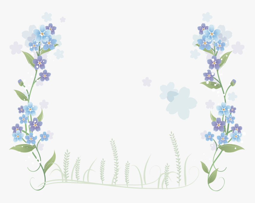 Transparent Flowers Border Clipart - Blue Flower Border Transparent Background, HD Png Download