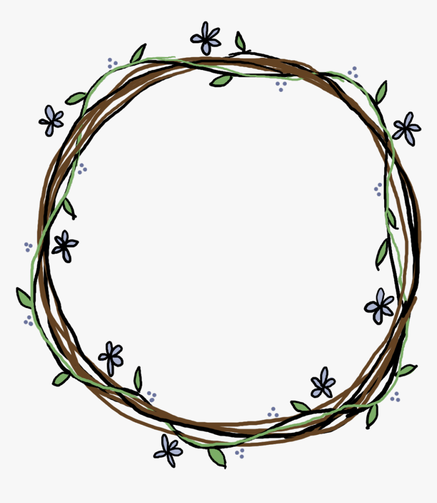 #branch #sticks #vines #florals #flowers #leaves #frame - Vine Wreath Clipart Free, HD Png Download