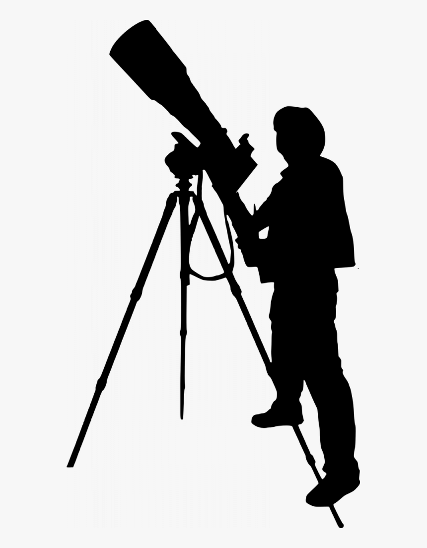 Large Camera Tripod - Astronomer With Telescope Black Silhouettes, HD Png Download