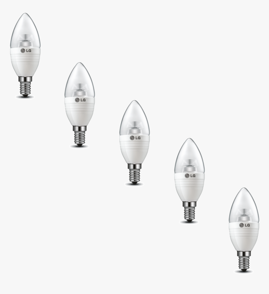 5-pack Of Clear Lg Led Candle Bulbs - Compact Fluorescent Lamp, HD Png Download