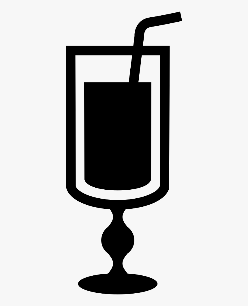 Tall Glass With Transparence Full Of Drink With A Straw, HD Png Download