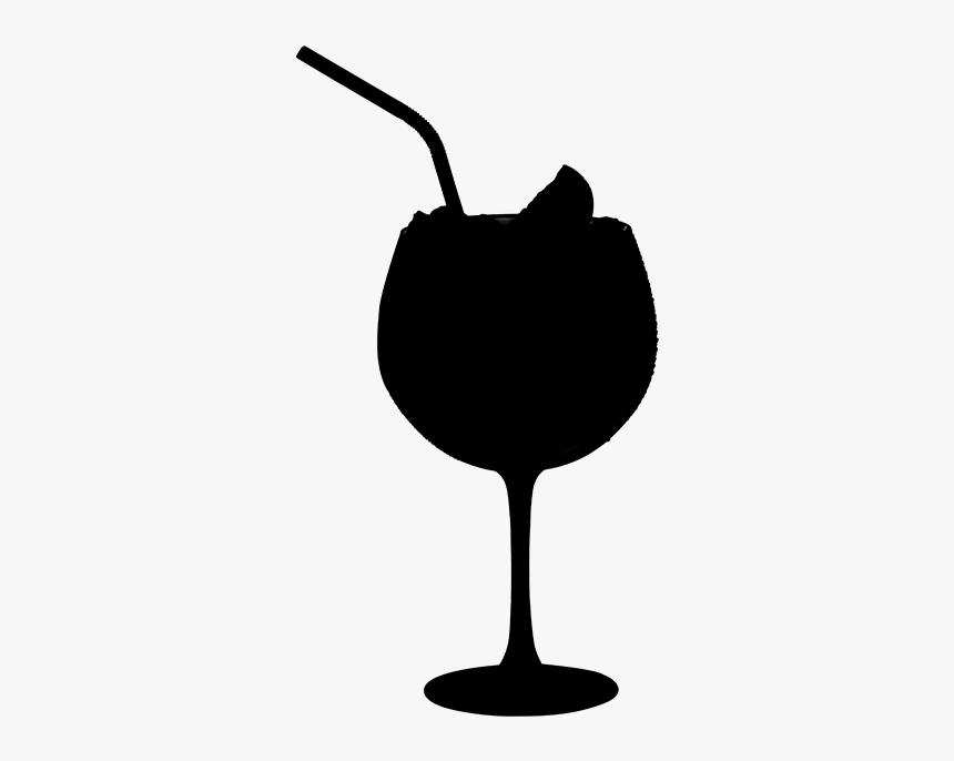 Wine Glass Clip Art Silhouette - Two Wine Glass With Straw Clipart, HD Png Download