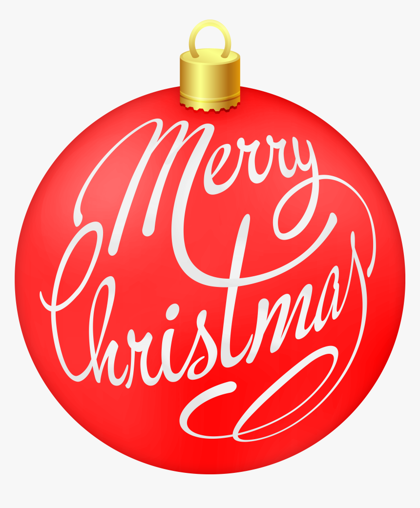 Red Merry Christmas Ornament Clip Art Image, HD Png Download