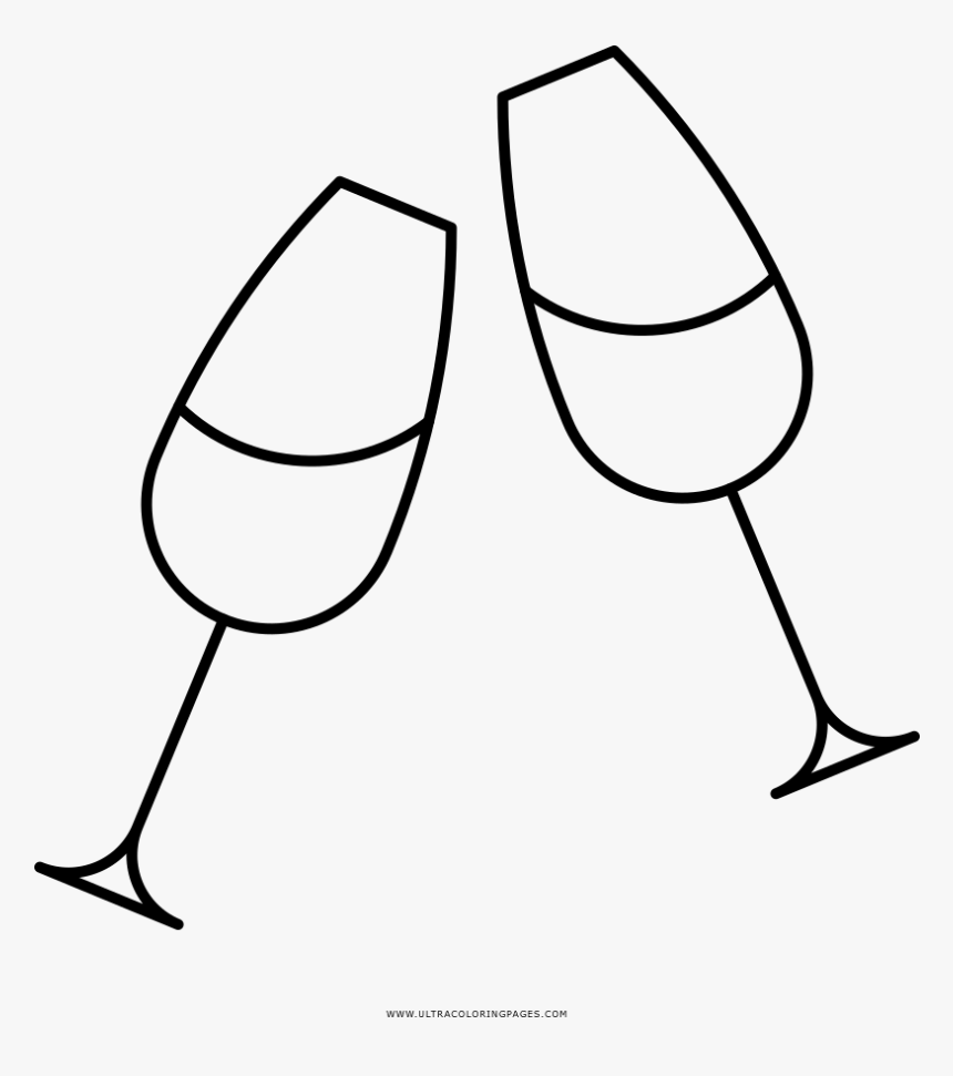 Champagne Flutes Coloring Page - Champagne Stemware, HD Png Download