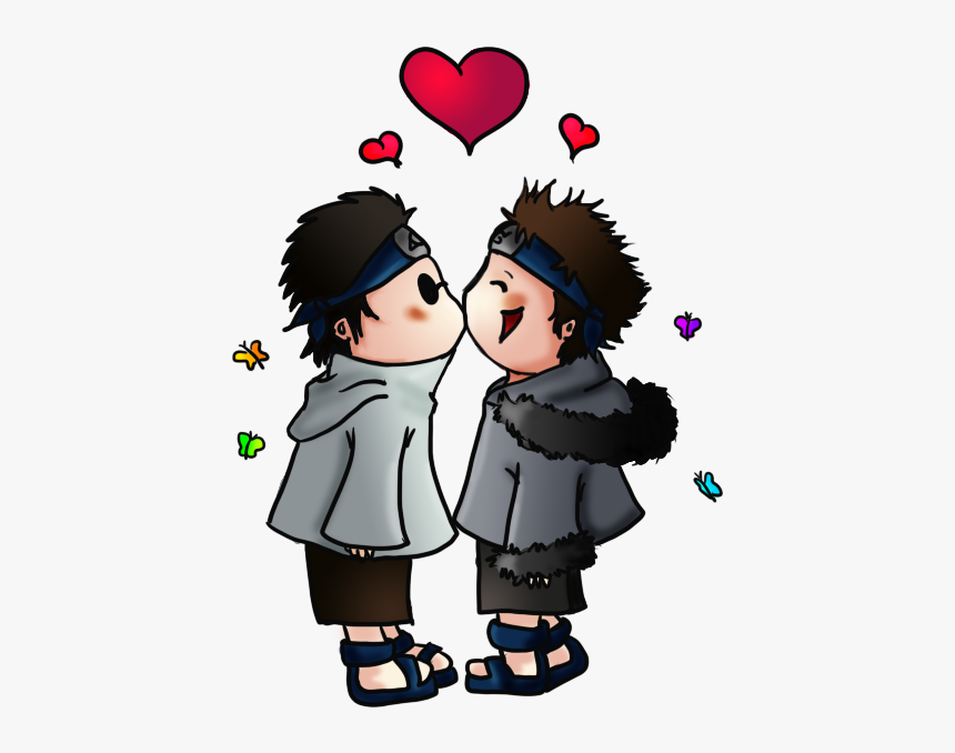 Kiba And Shino Chibi Kiss By Mariaromerobarbero On - Love, HD Png Download