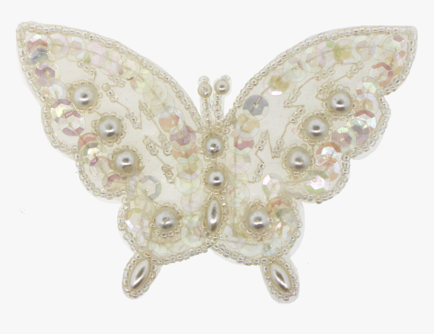 Butterfly Beaded/sequin/pearl Applique - Riodinidae, HD Png Download