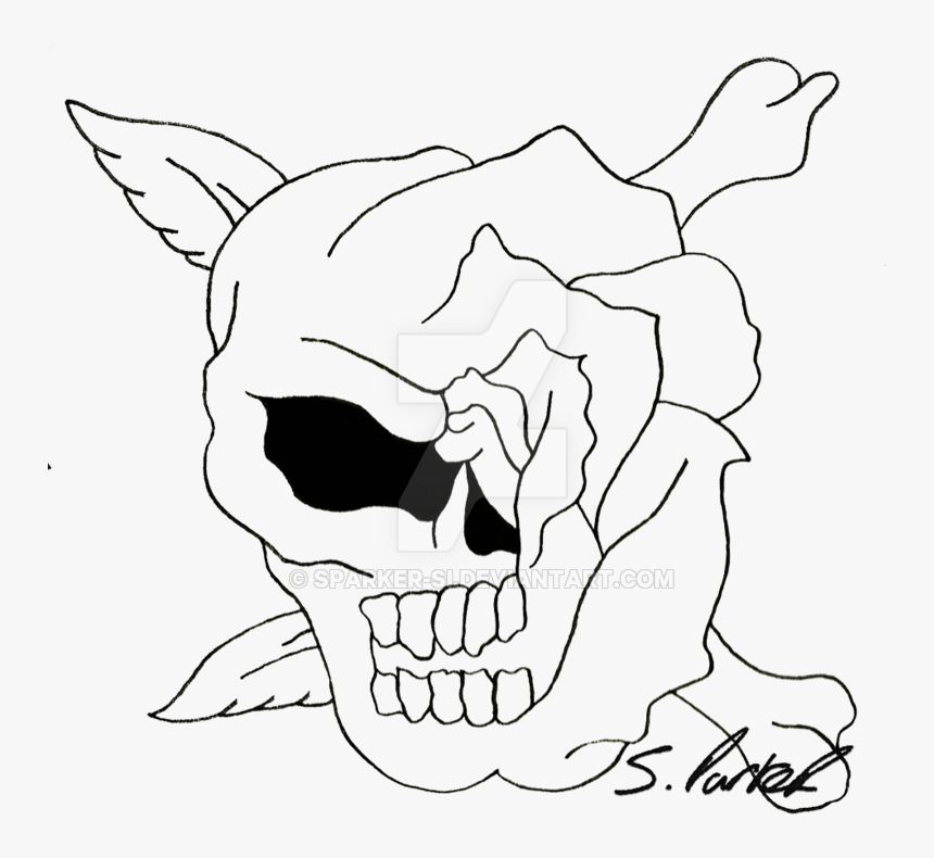 Transparent Rose Tattoo Lineart - Line Art, HD Png Download