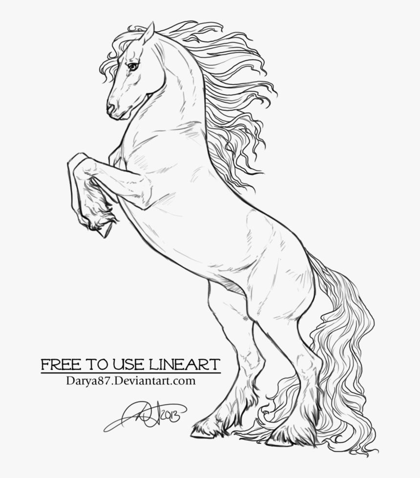 Fresian Horse Colouring Pages, HD Png Download