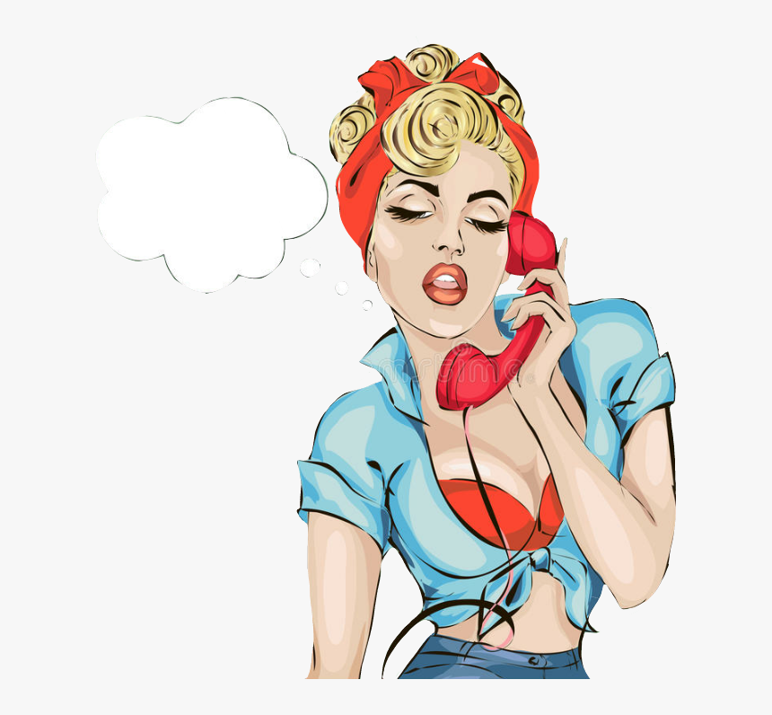 #popart #girl #phonecall - Sexy Girl Calling Clip Art, HD Png Download