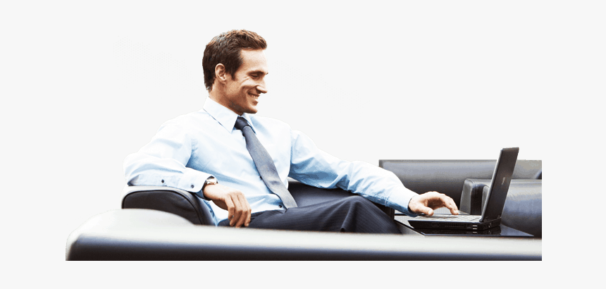 A Man Working With His Laptop On A Couch - Medical Representative Dress Code, HD Png Download