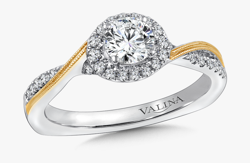 Valina Halo Engagement Ring Mounting In 14k White/yellow - Pre-engagement Ring, HD Png Download