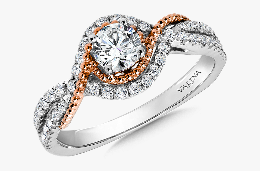 Valina Halo Engagement Ring Mounting In 14k White/rose - Pre-engagement Ring, HD Png Download