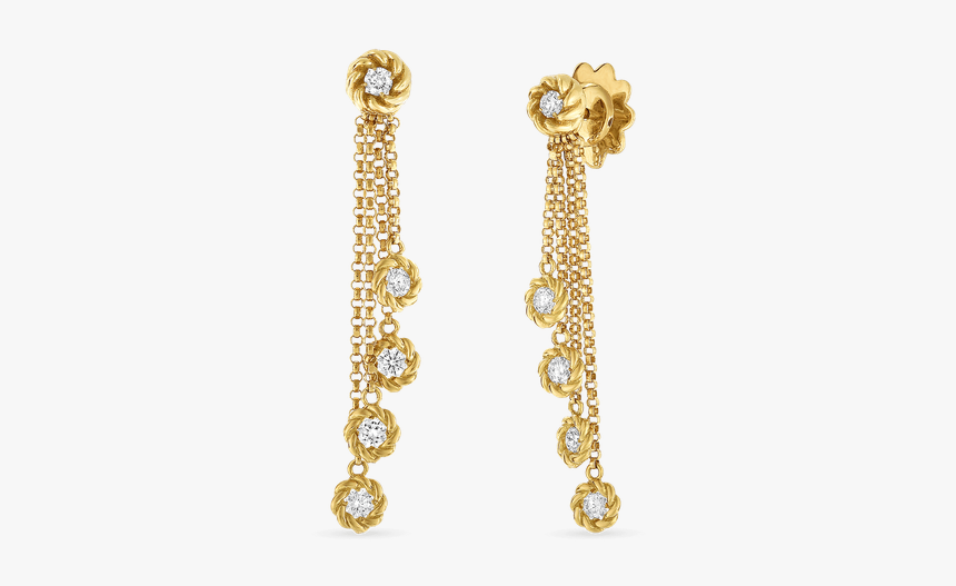 Roberto Coin Drop Earrings With Diamond Stations - Gold Earrings Png, Transparent Png