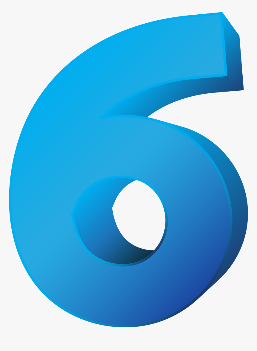 Blue Number Six Transparent Png Clip Art Image - Six Clip Art, Png