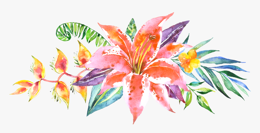 6 Kb, V - Flowers In A Line Watercolor, HD Png Download