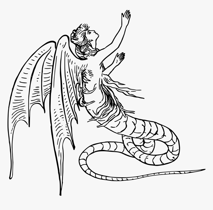 Woman Drawing Dragon - Clip Art, HD Png Download