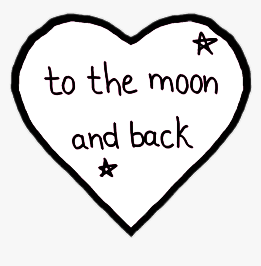 #blackandwhite #heart #moon #tothemoonandback #love - Heart, HD Png Download