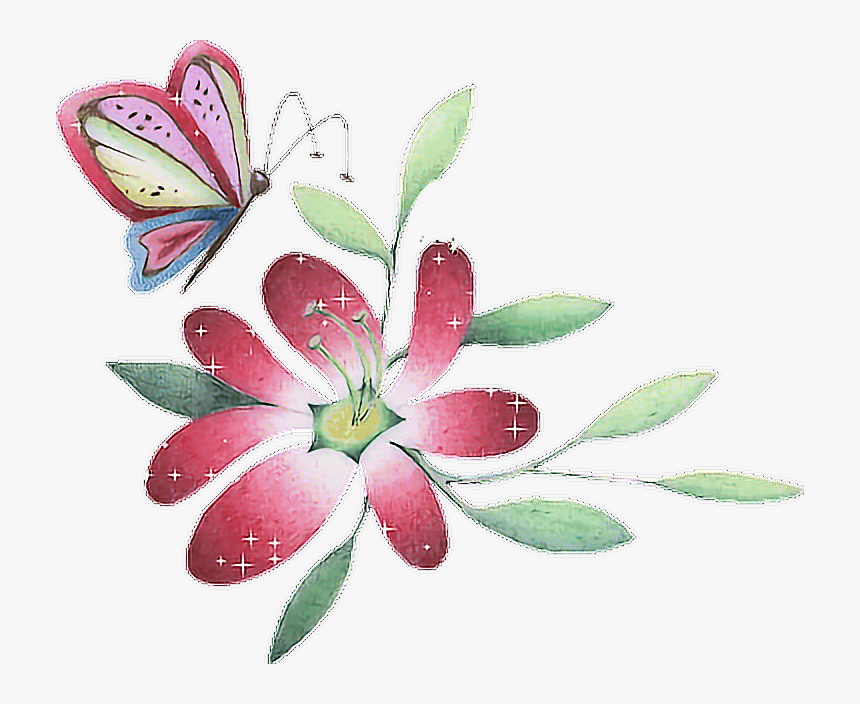#flower - Gif Flor E Borboleta, HD Png Download