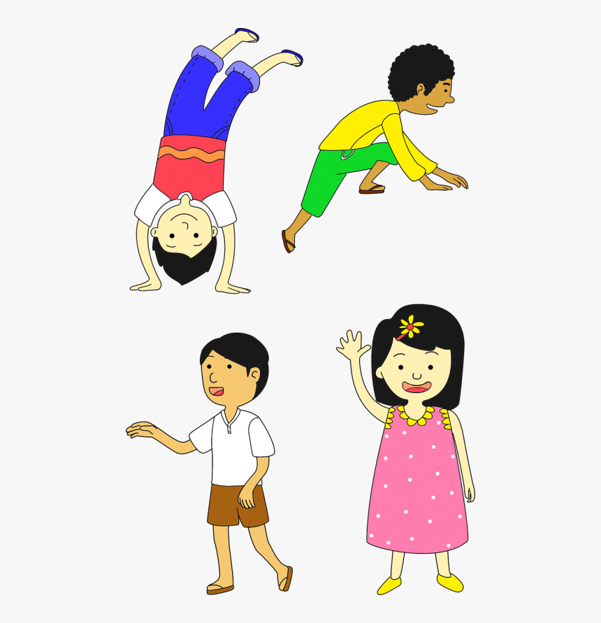 Boys Cartoon Children - Do A Handstand Clipart, HD Png Download