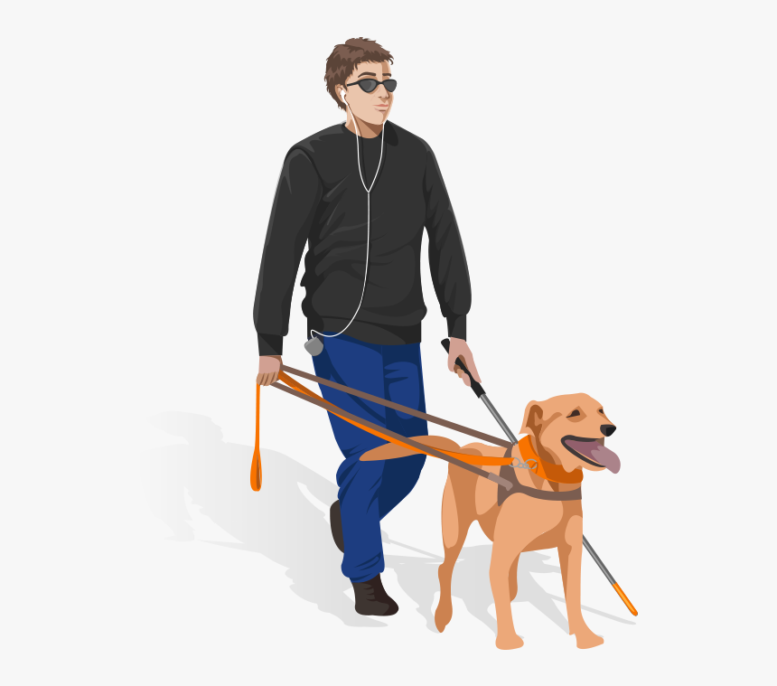 Blinded Man With Dog - Dog Walking, HD Png Download