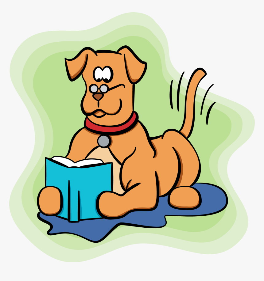 Cartoon Dog Reading , Png Download - Clip Art, Transparent Png