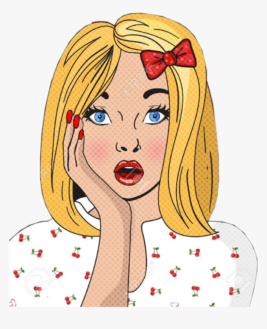 Popart Woman Suprised Freetoedit - Pop Art Girl White Background, HD Png Download