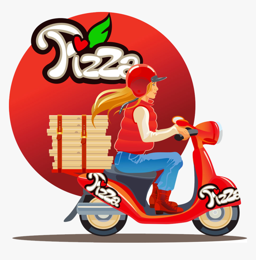 Pizza Motorcycle Beauty - Free Delivery Pizza Png, Transparent Png