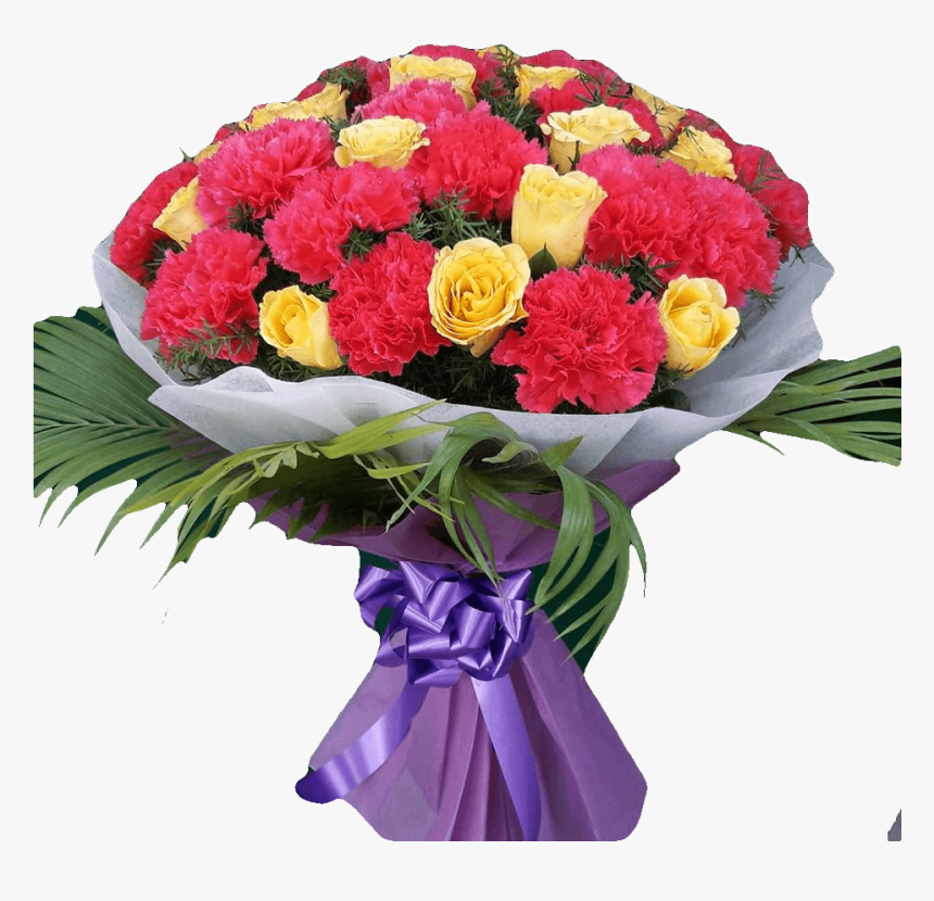Ardent Desire - Yellow Carnation And Rose Bouquet, HD Png Download