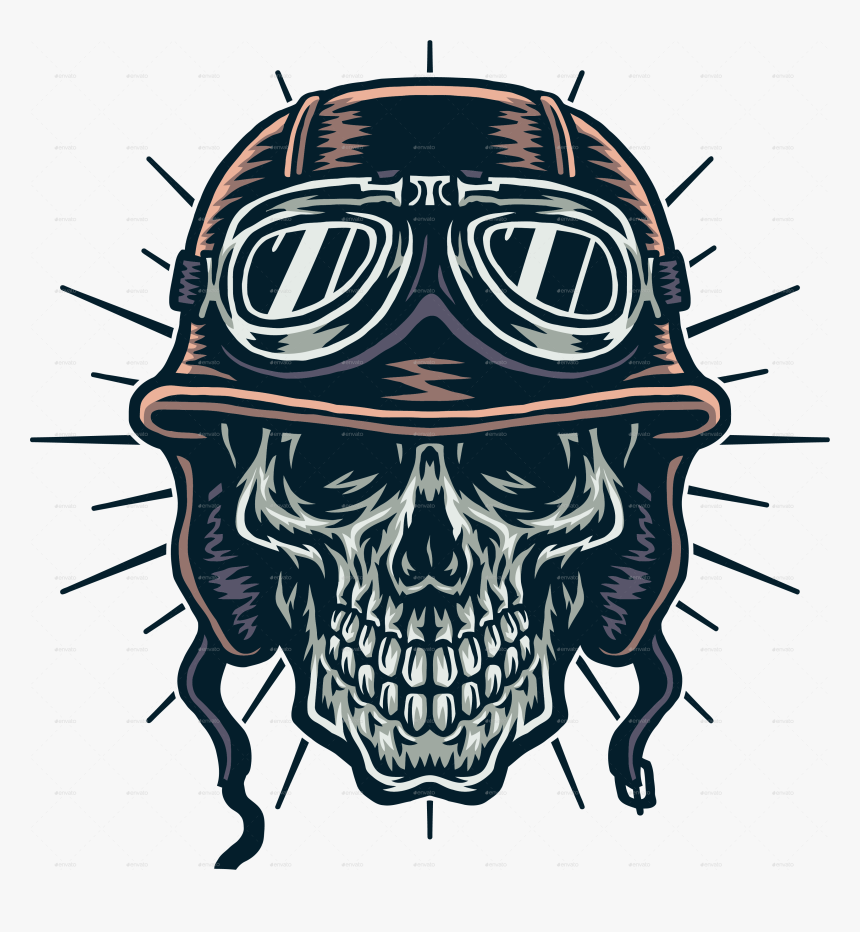 Skull Wearing Helmet, HD Png Download