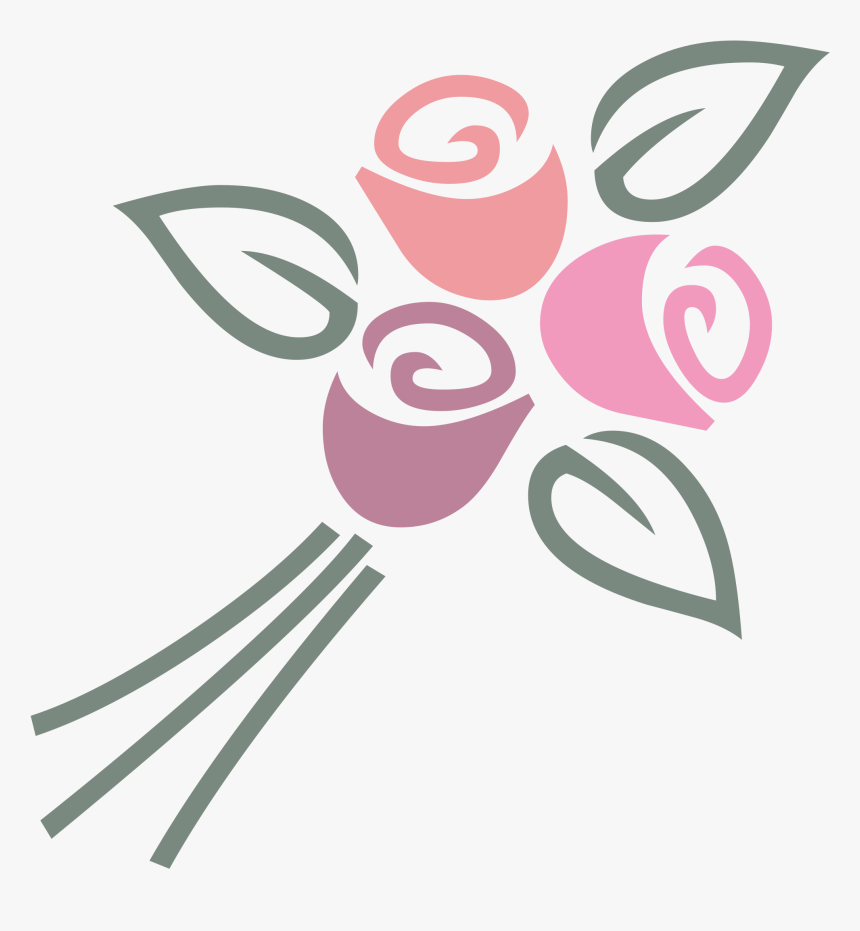 Graphic Black And White Download Bouquet Clipart Svg - Png Flat Design Flower, Transparent Png