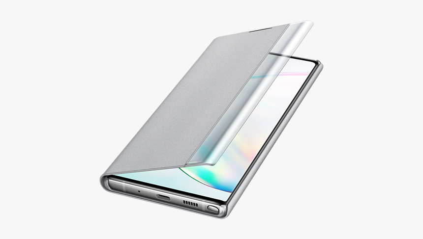 Note 10 Clear View Cover Silver, HD Png Download
