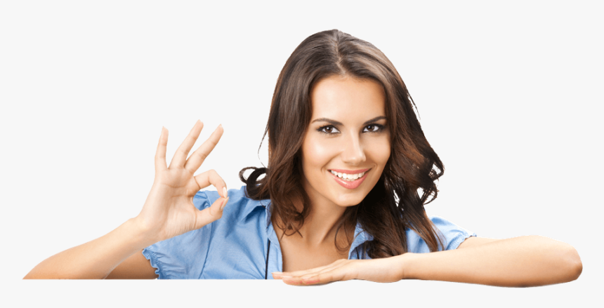 Girl-callcenter - Девушка С Плакатом Png, Transparent Png