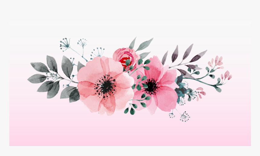 Pink Watercolor Flowers - Transparent Flower Vector Png, Png Download